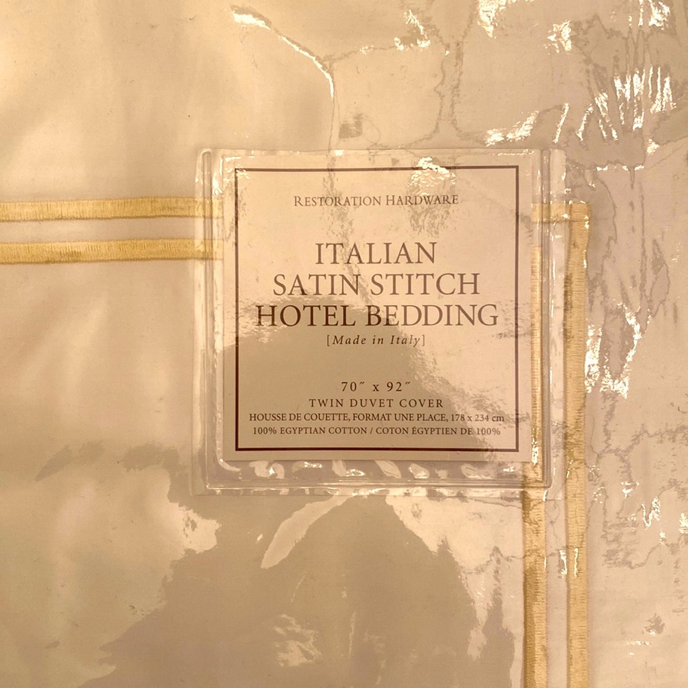 New restoration hardware Italian satin stitch hotel bedding twin duvet cover